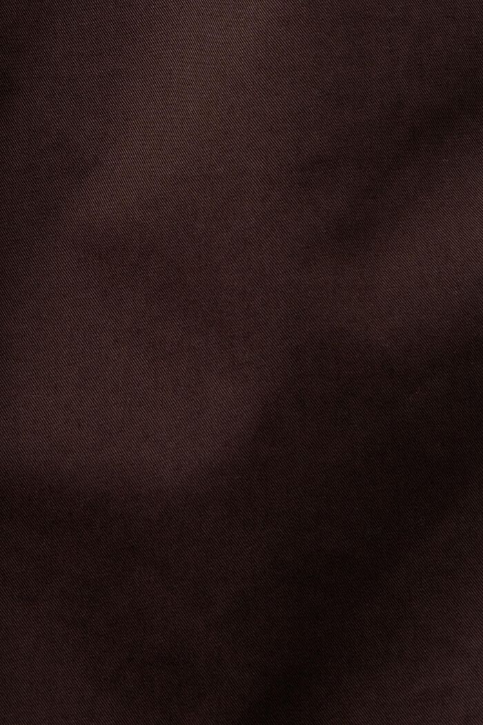 Knælang nederdel med bælte, 100% bomuld, DARK BROWN, detail image number 5
