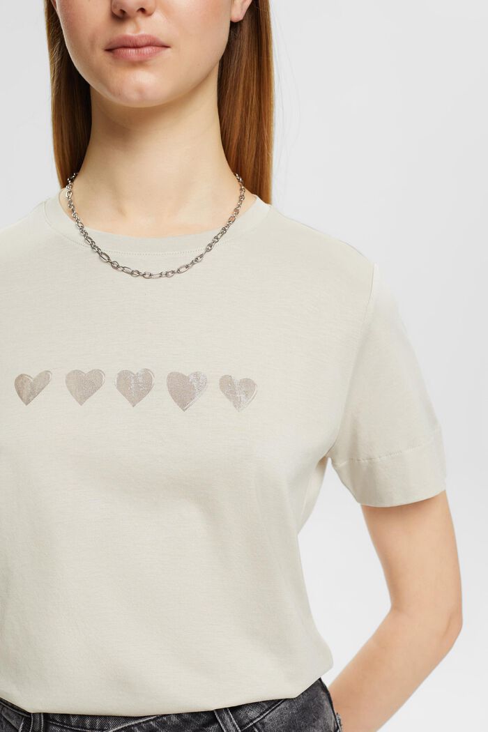 T-shirt med print på brystet, LIGHT TAUPE, detail image number 2