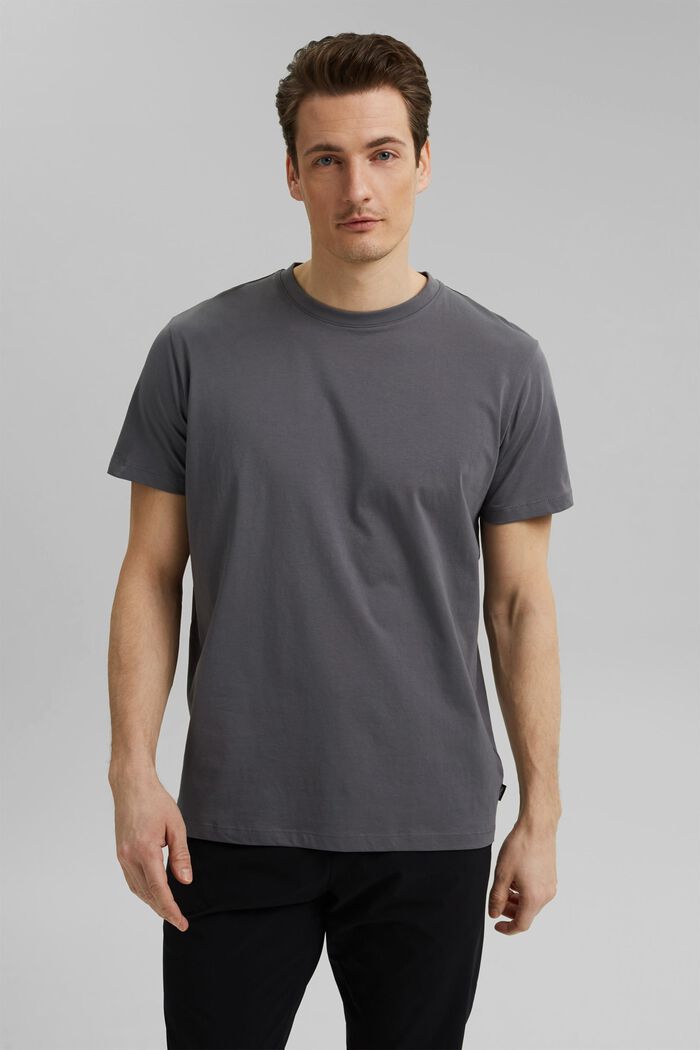 Jersey-T-shirt af 100% økologisk bomuld, DARK GREY, detail image number 0