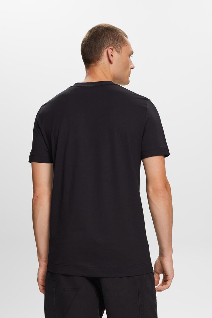 Jersey-T-shirt med V-hals, 100 % bomuld, BLACK, detail image number 3