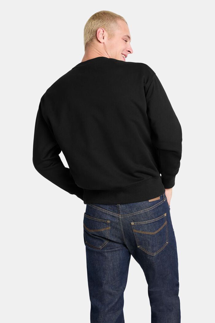 Unisex sweatshirt i bomuldsfleece med logo, BLACK, detail image number 4