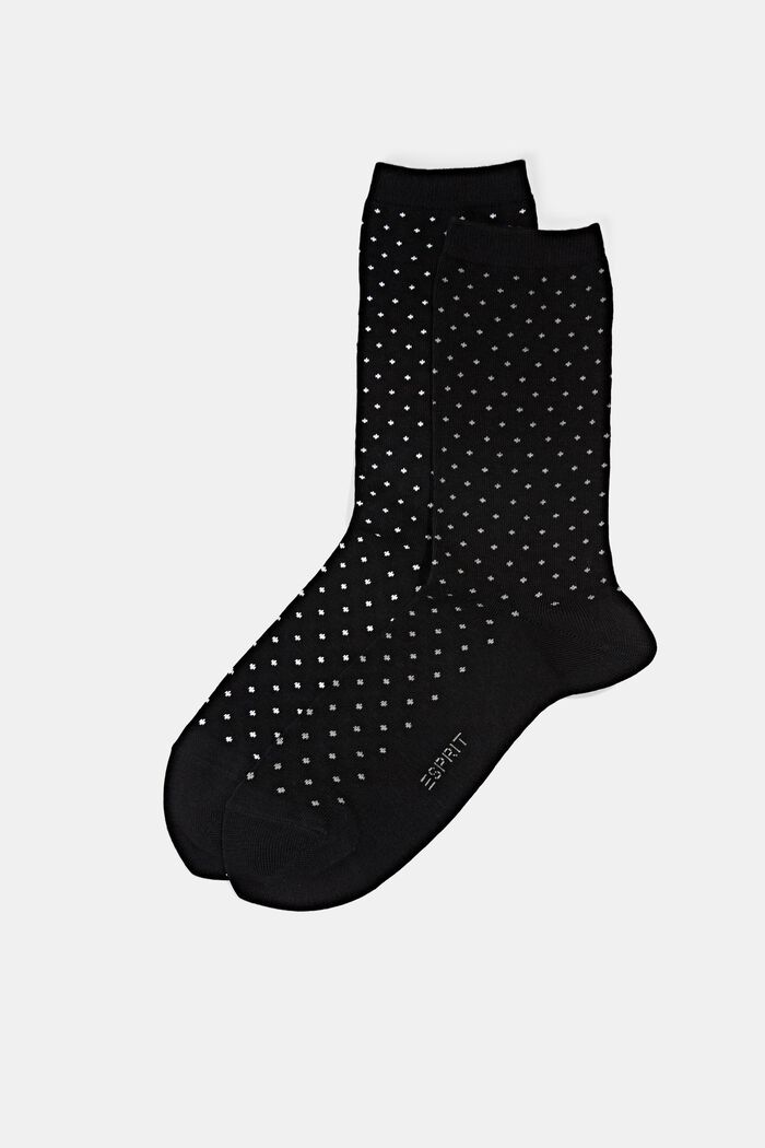 2-pak polkaprikkede sokker, økologisk bomuld, BLACK, detail image number 0