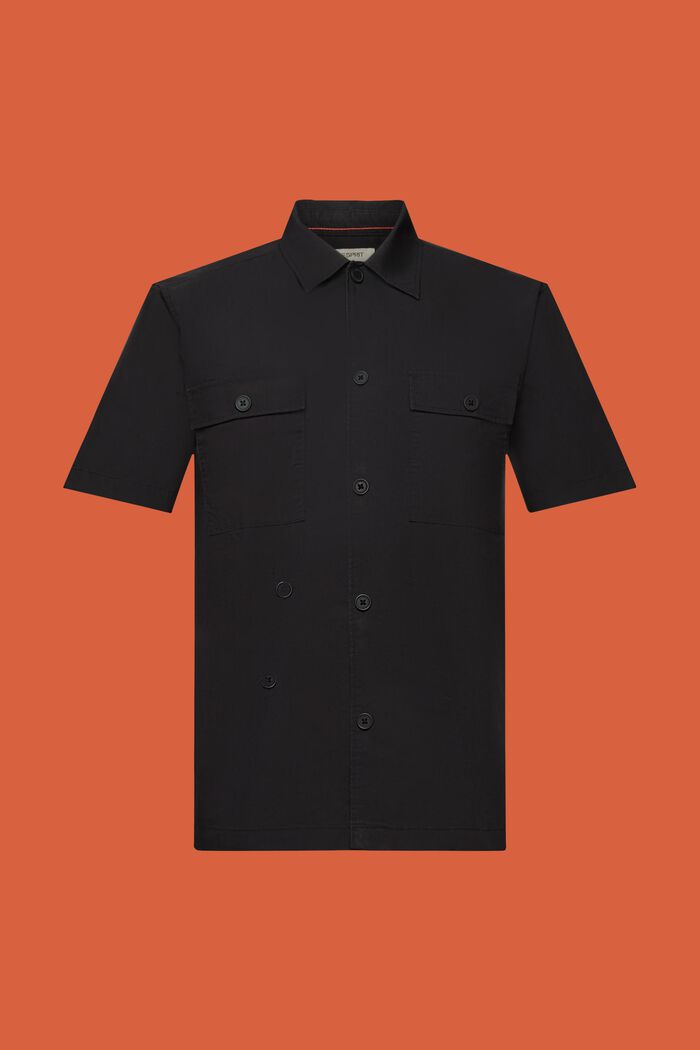 Skjorte med korte ærmer, bomuldsmiks, BLACK, detail image number 7