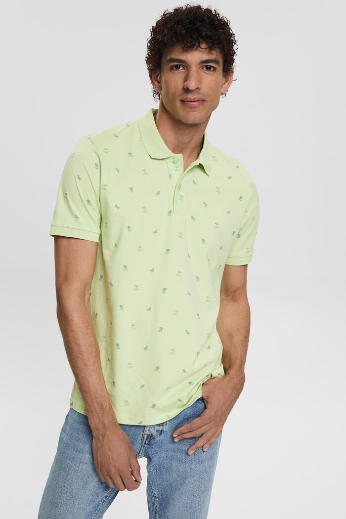 Jersey-poloskjorte med print, LIGHT GREEN, detail image number 1