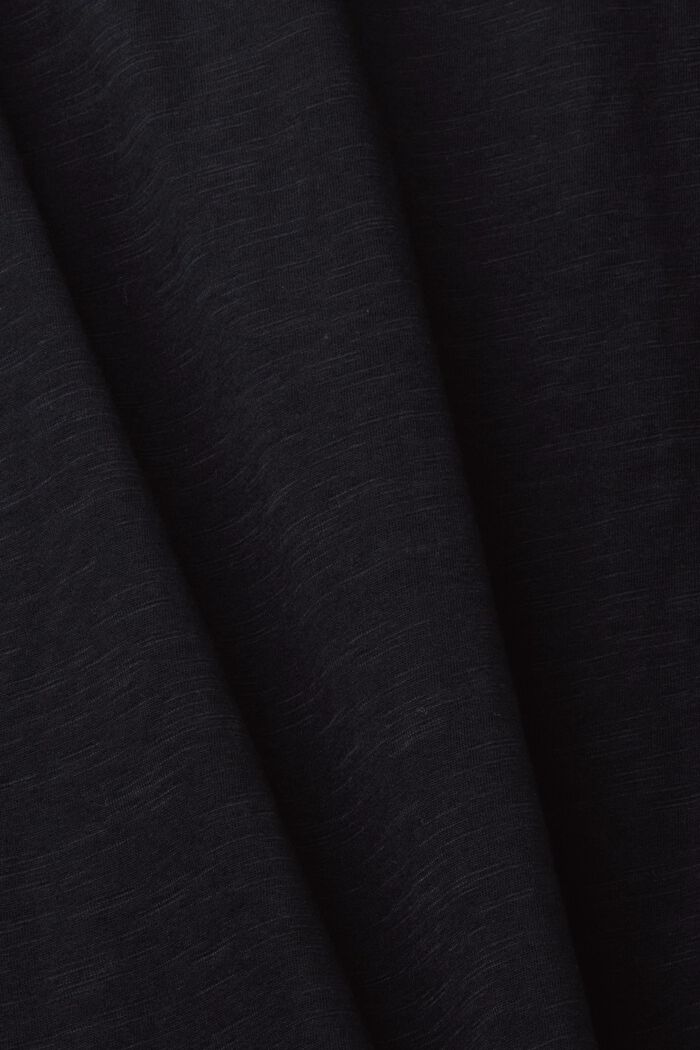 Bomulds-T-shirt med U-hals, BLACK, detail image number 5