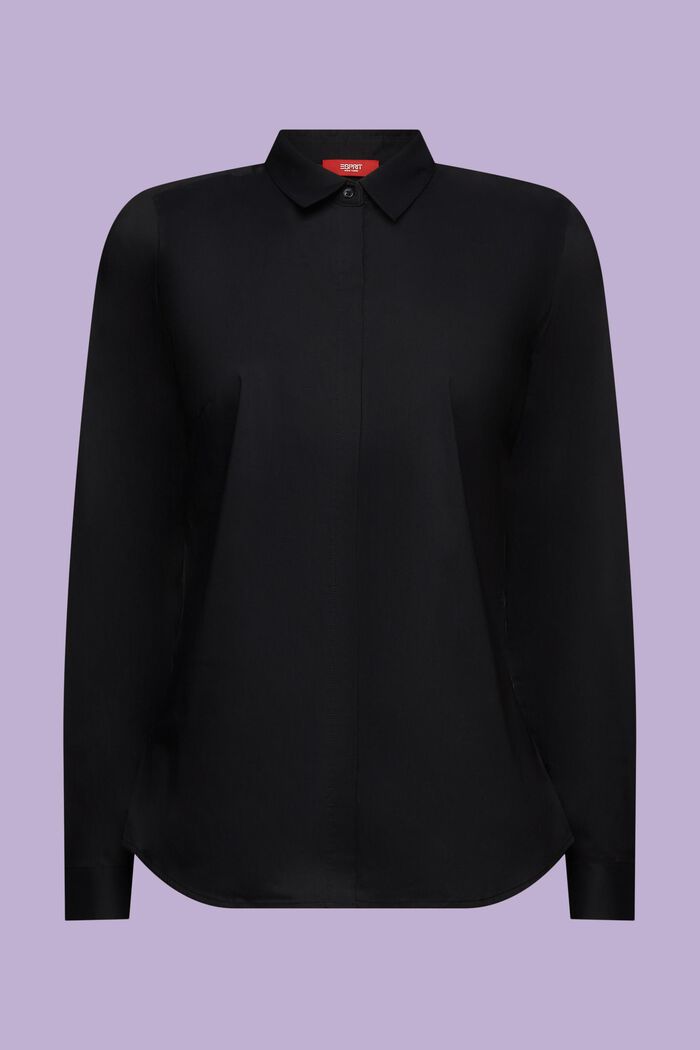 Skjortebluse i poplin, BLACK, detail image number 5