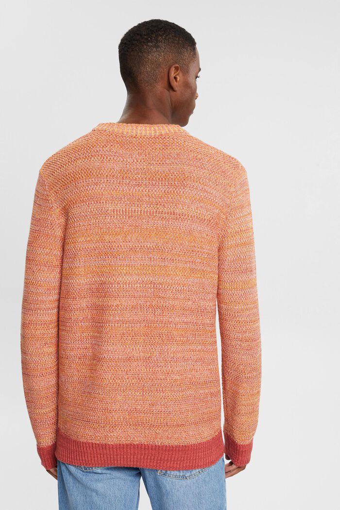 Tofarvet pullover i strik, TERRACOTTA, detail image number 3