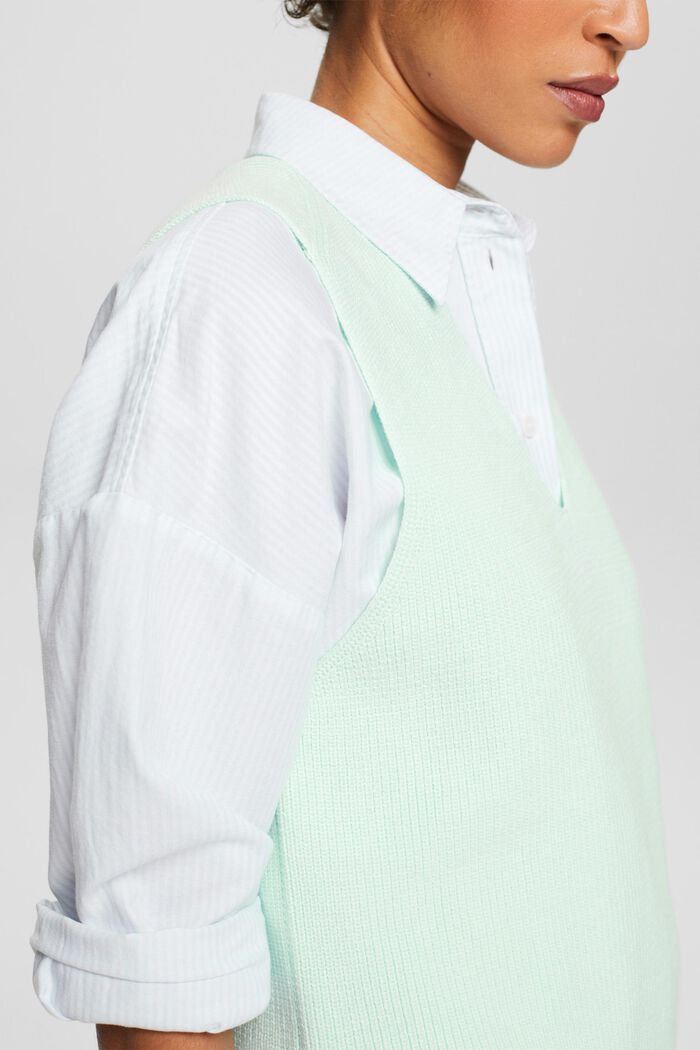 Ribstrikket sweatervest med V-hals, LIGHT AQUA GREEN, detail image number 2