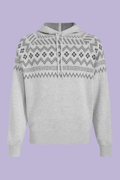 Fair Isle-sweater med hætte i uld og kashmir