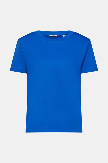 T-shirt i bomuld med rund hals, BLUE, overview