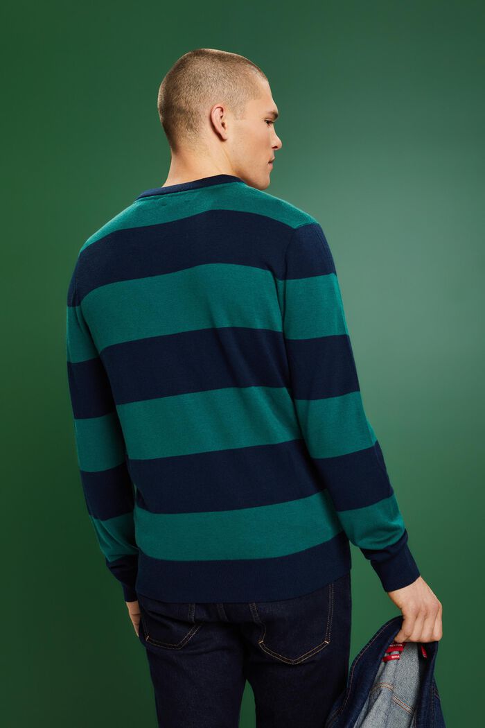 Sømløs pullover i uld med striber, DARK BLUE, detail image number 2