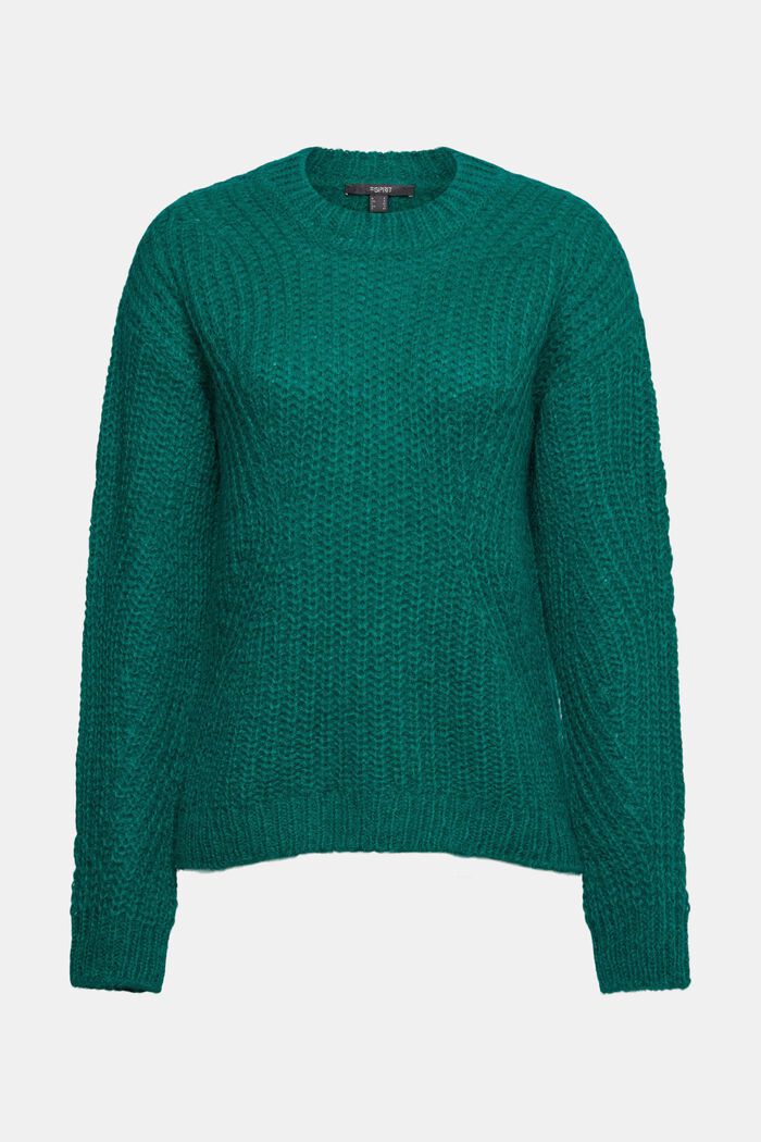 Med alpaka: striksweater, EMERALD GREEN, detail image number 2