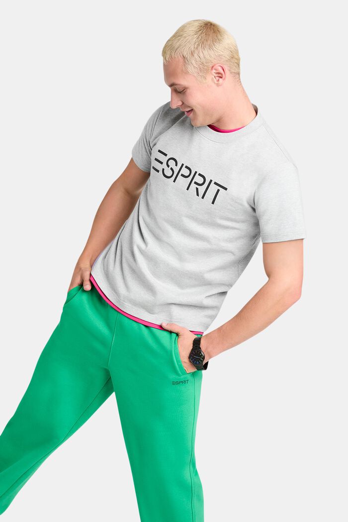 Unisex T-shirt i bomuldsjersey med logo, LIGHT GREY, detail image number 1