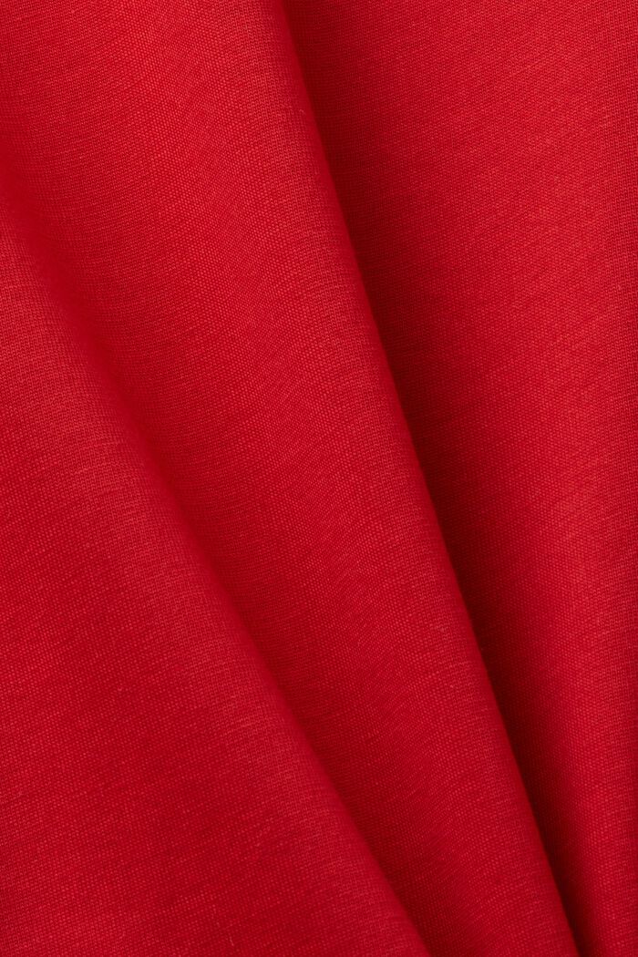 Jersey-T-shirt med V-hals, 100 % bomuld, DARK RED, detail image number 5