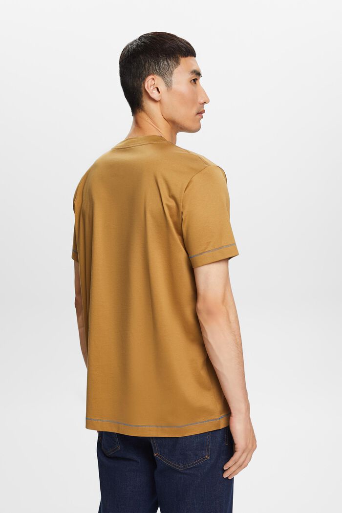 Jersey-T-shirt med rund hals, 100 % bomuld, TOFFEE, detail image number 3
