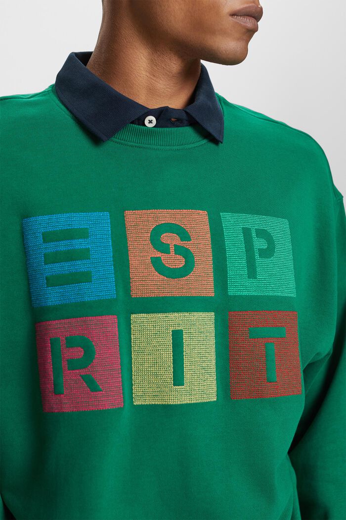 Sweatshirt i økologisk bomuld med logo, DARK GREEN, detail image number 2