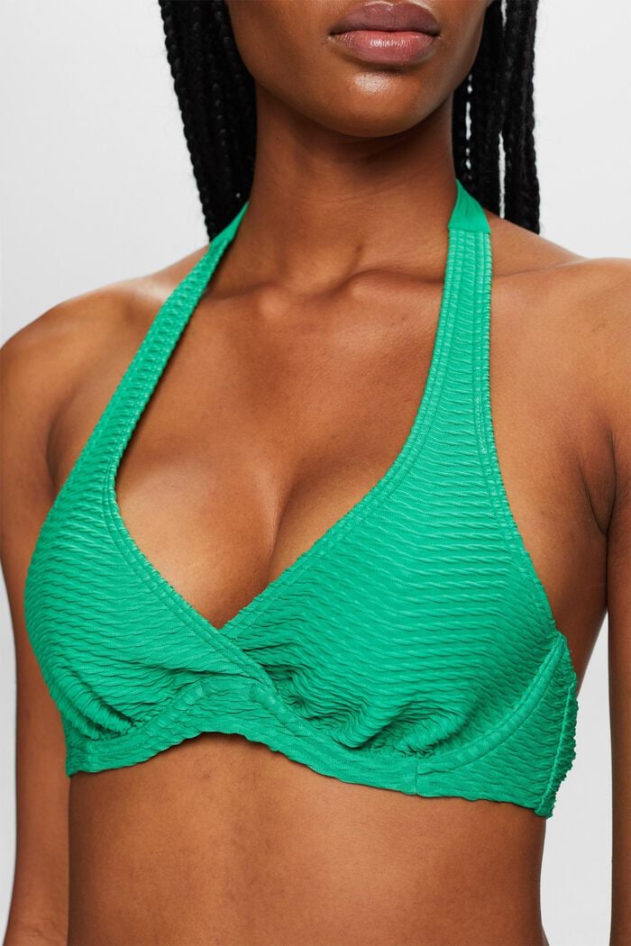 Genanvendt: tekstureret bikinitop med bøjle, GREEN, detail image number 1
