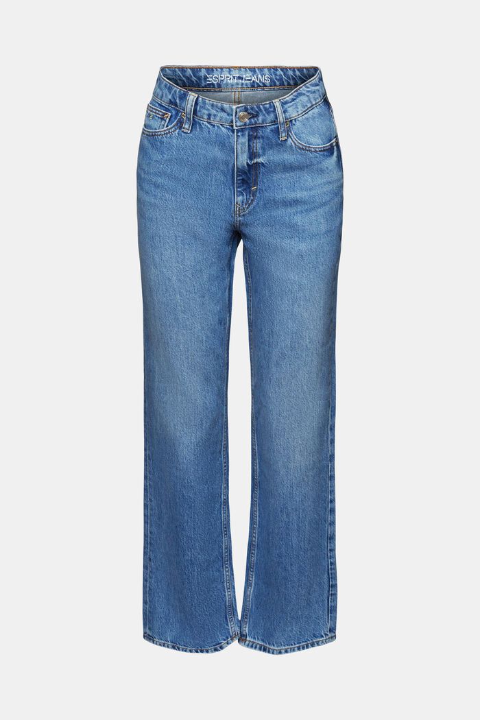 Lige retro-jeans med høj talje, BLUE LIGHT WASHED, detail image number 6