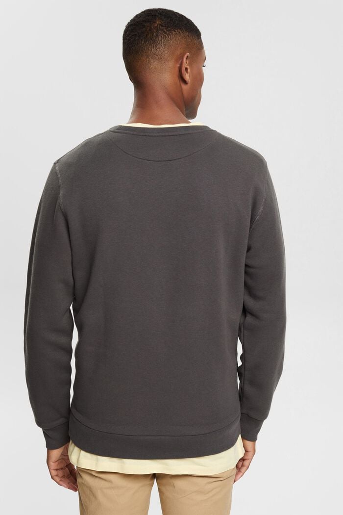 Ensfarvet sweatshirt i regular fit, DARK GREY, detail image number 4