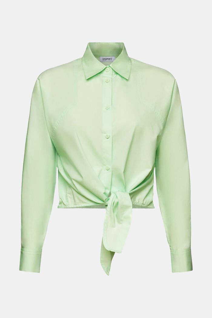 Cropped skjorte med bindedetalje foran, LIGHT GREEN, detail image number 6