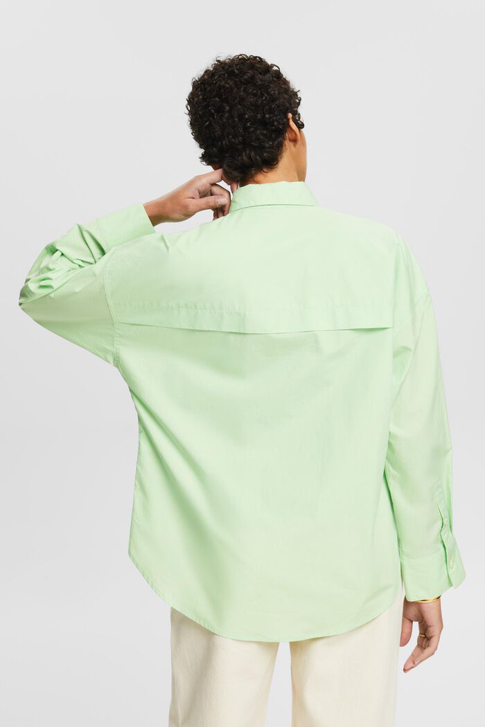 Button up-skjorte i bomuldspoplin, LIGHT GREEN, detail image number 3