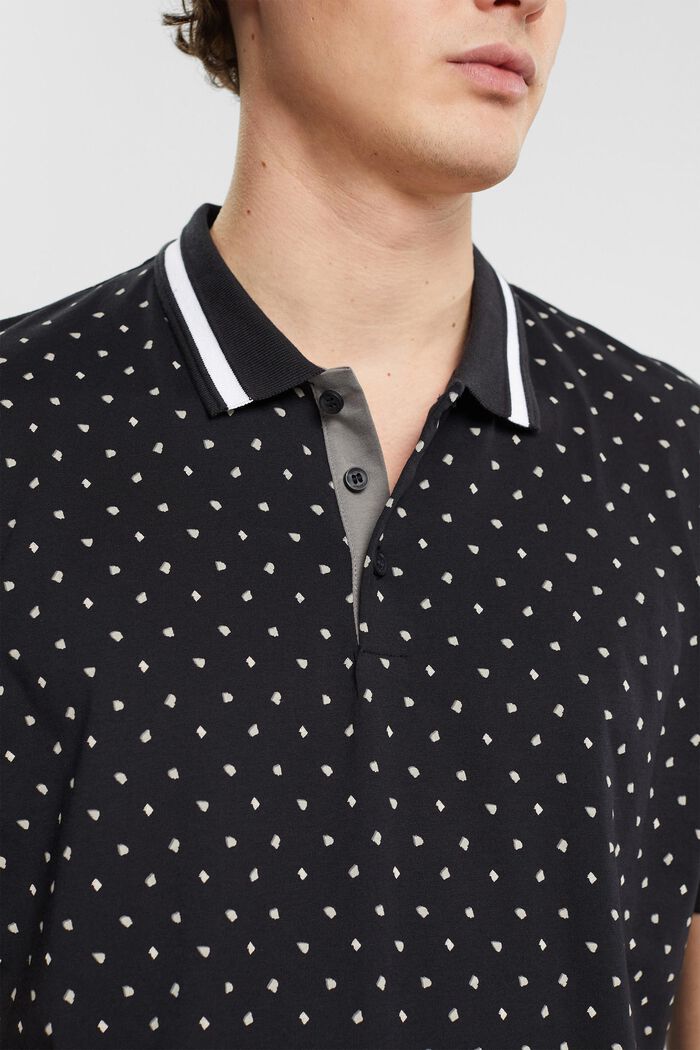 Poloshirt med allover-mønster, BLACK, detail image number 2