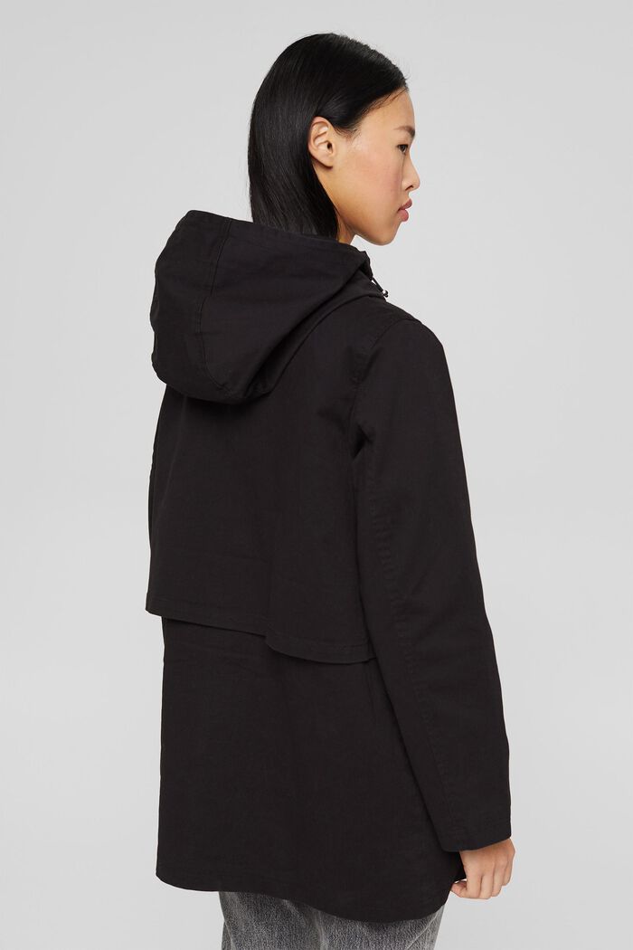 Genanvendte materialer: jakke med hætte, BLACK, detail image number 3