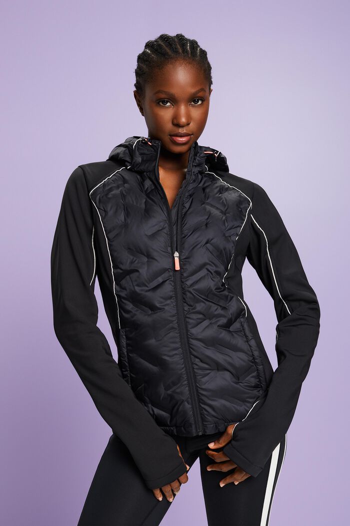 Active polstret jakke med hætte, BLACK, detail image number 0