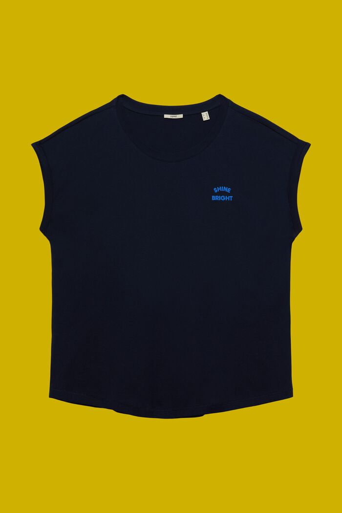 CURVY T-shirt med lille print, 100 % bomuld, NAVY, detail image number 5