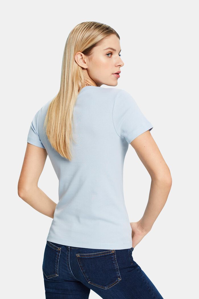 Bomulds-T-shirt med V-hals, LIGHT BLUE, detail image number 2