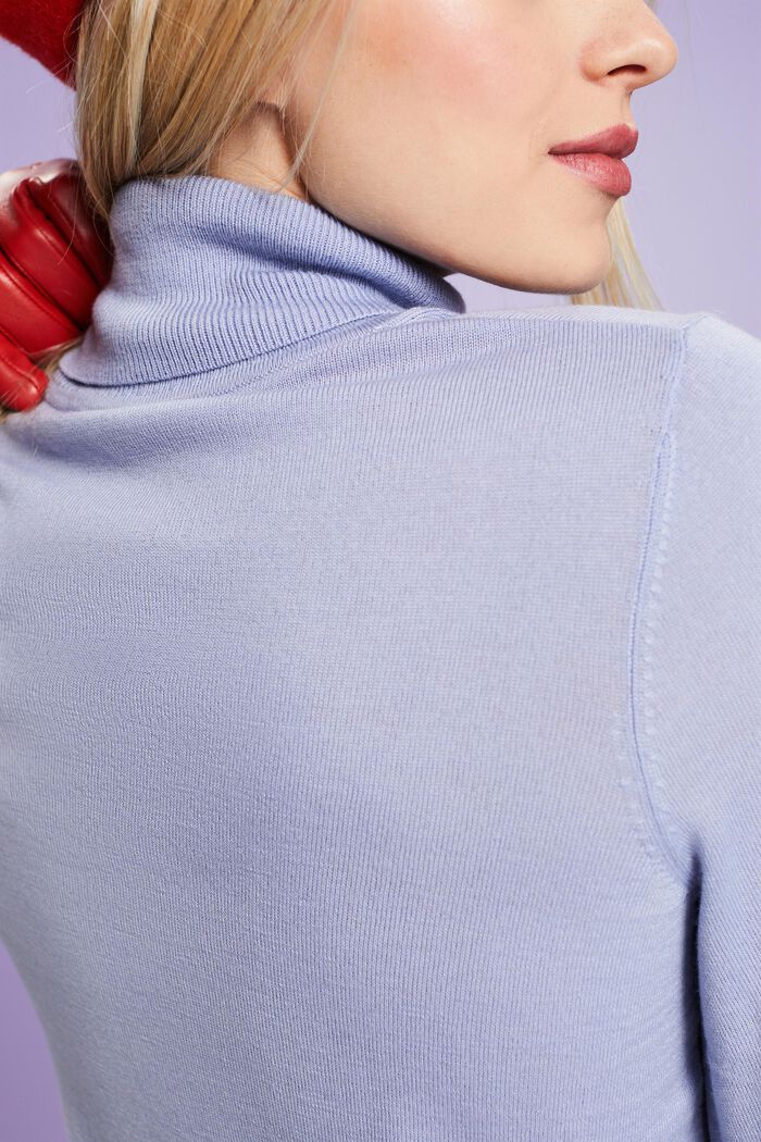 Rullekravesweater i uld, LIGHT BLUE LAVENDER, detail image number 4