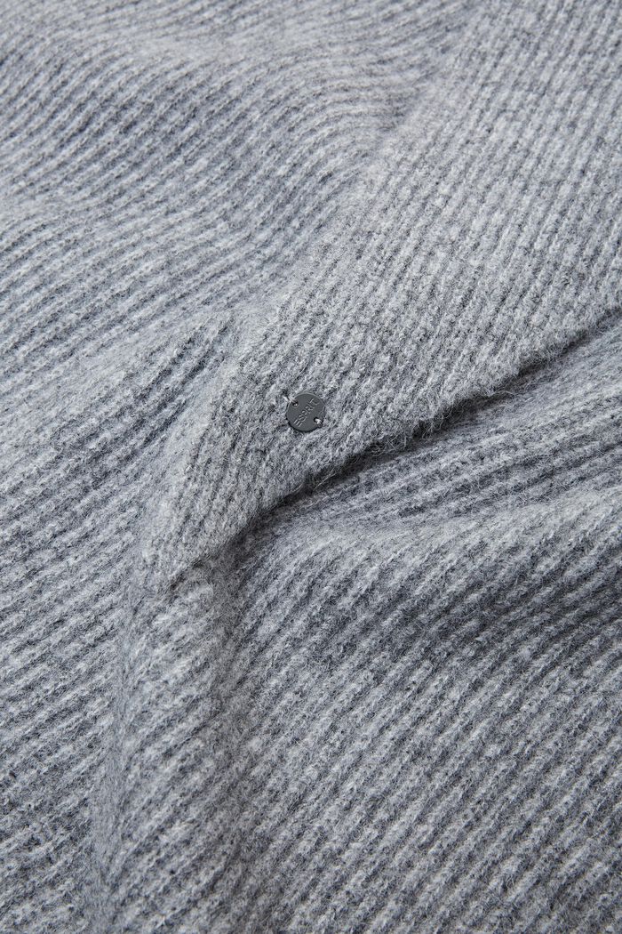 Trekantet tørklæde i ribstrik, LIGHT GREY, detail image number 1