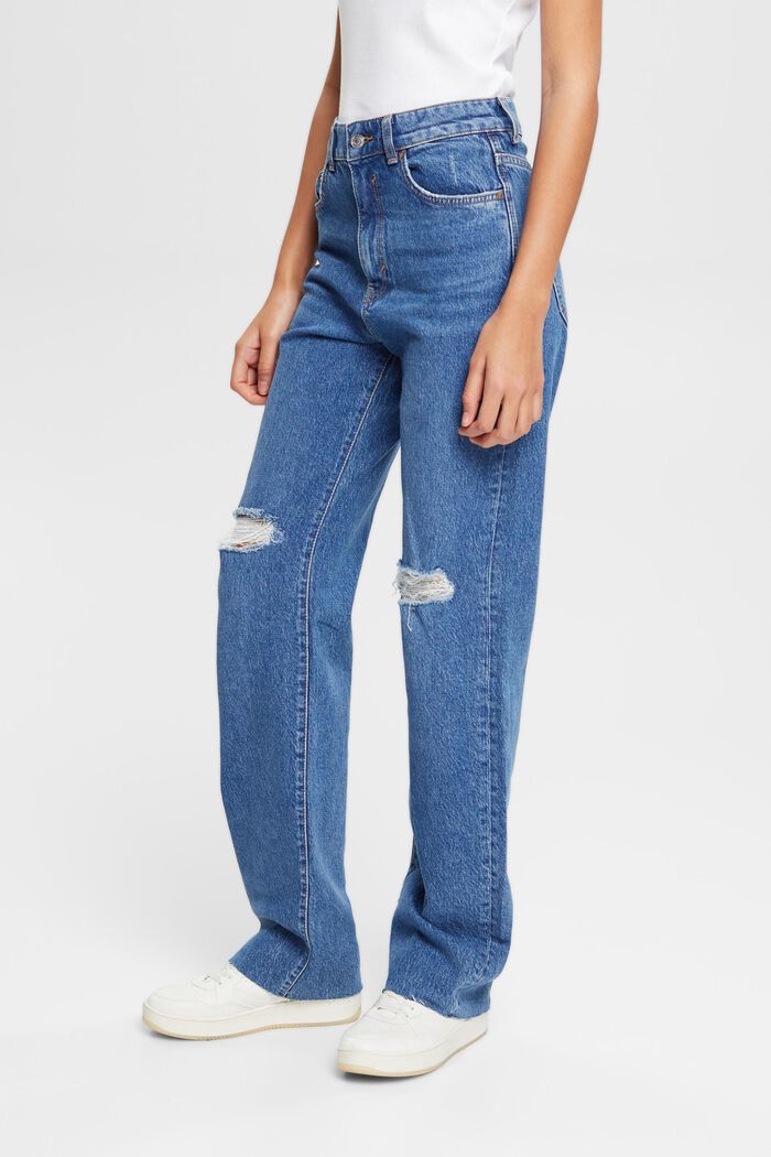 Wide-leg-jeans med destroyed-effekter