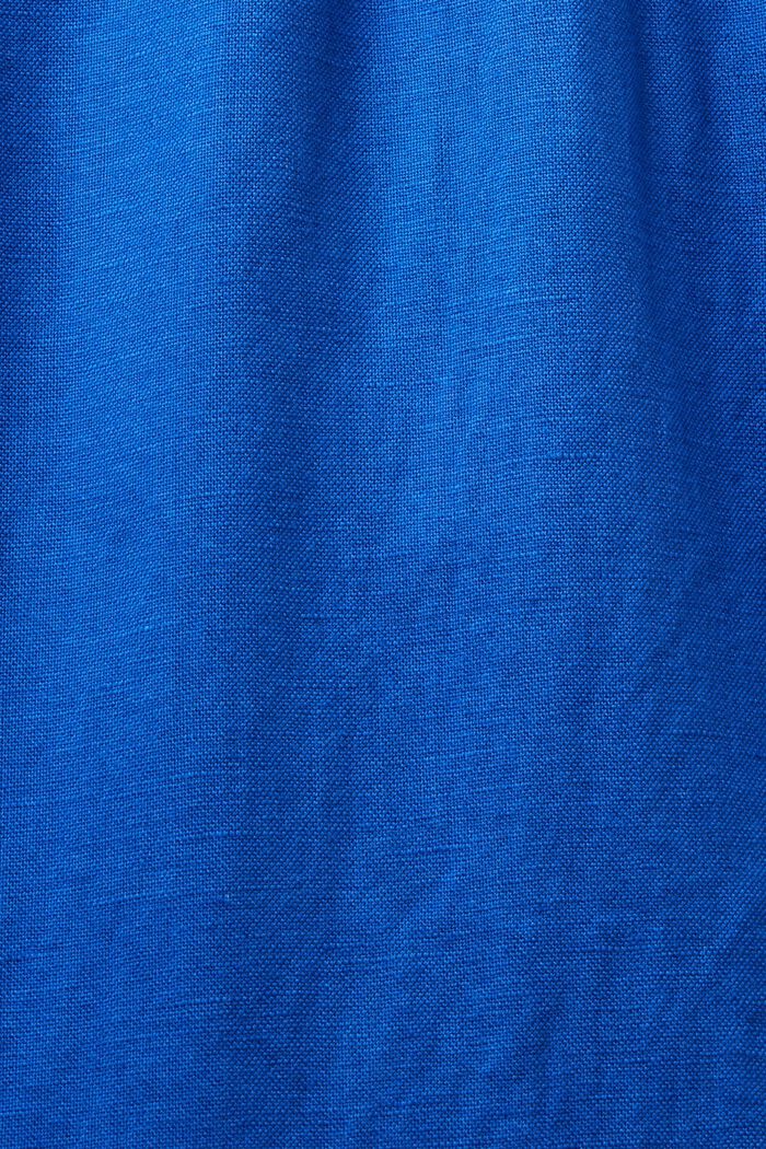 Bukser i hør/bomuld med lige ben, BRIGHT BLUE, detail image number 6