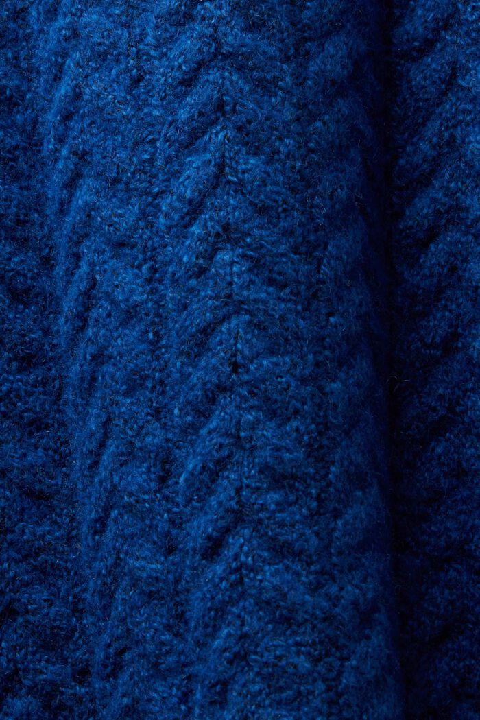 Kabelstrikket rullekravesweater, BRIGHT BLUE, detail image number 5