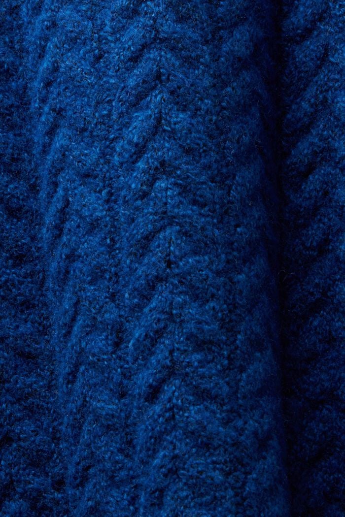 Kabelstrikket rullekravesweater, BRIGHT BLUE, detail image number 5