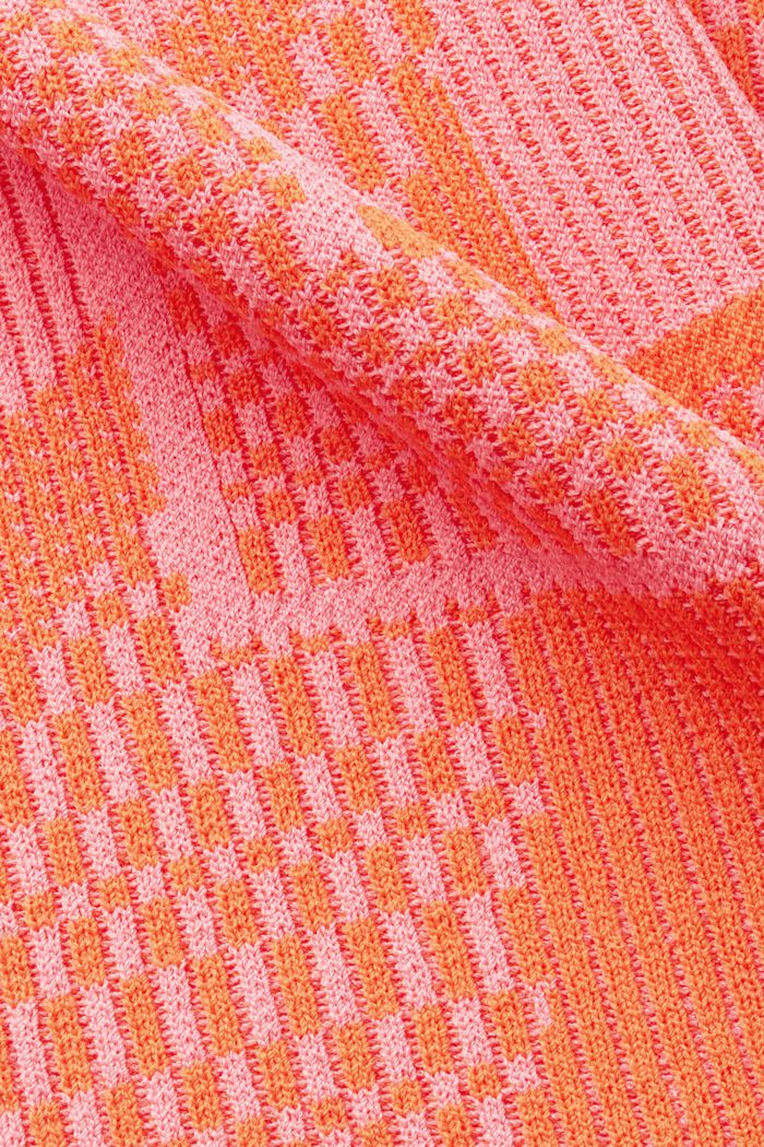 Jacquard-sweater i rib med korte ærmer, ORANGE RED, detail image number 5