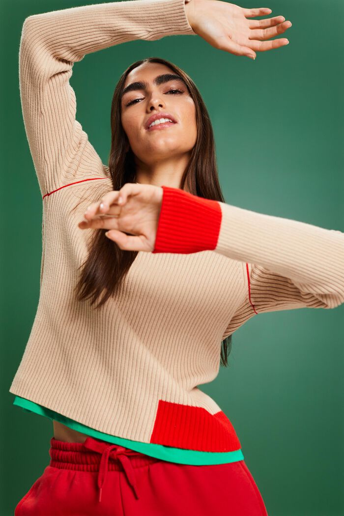 Sweater i ribstrik, BEIGE, detail image number 6