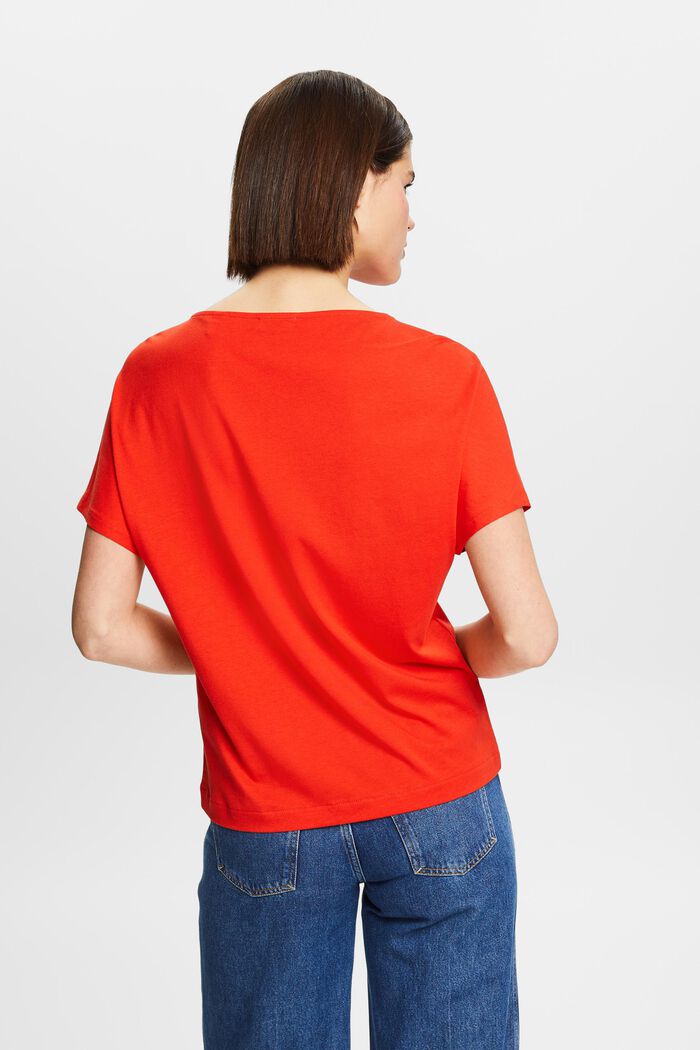 Jersey-T-shirt med print foran, RED, detail image number 2