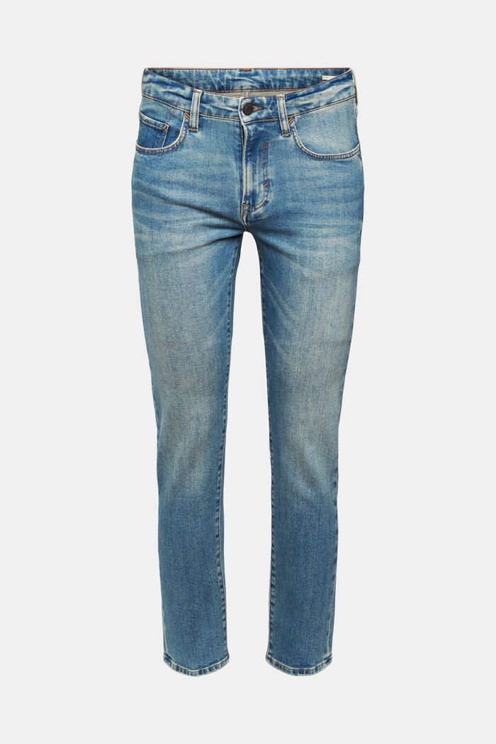 Stonewashed jeans i slim fit, økologisk bomuld, BLUE MEDIUM WASHED, detail image number 2