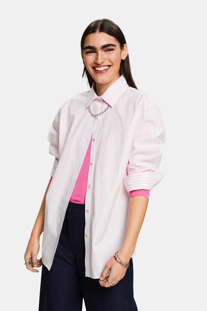 Stribet poplin-skjorte, PASTEL PINK, detail image number 0