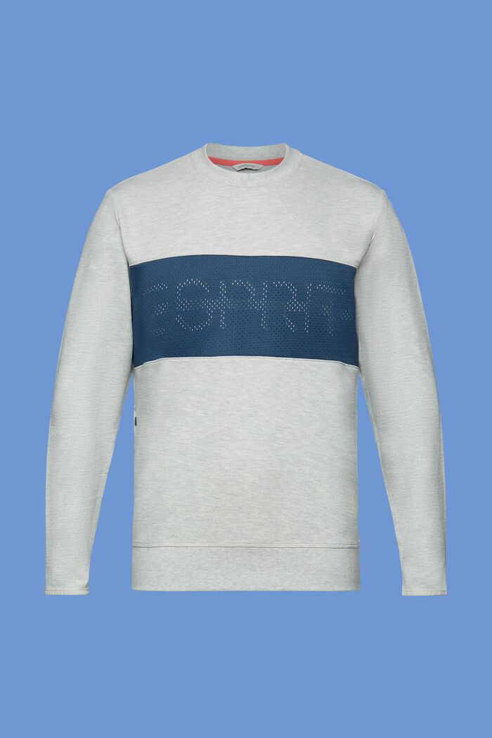 Sweatshirt i fleece med logo i netmateriale, LIGHT GREY, detail image number 6