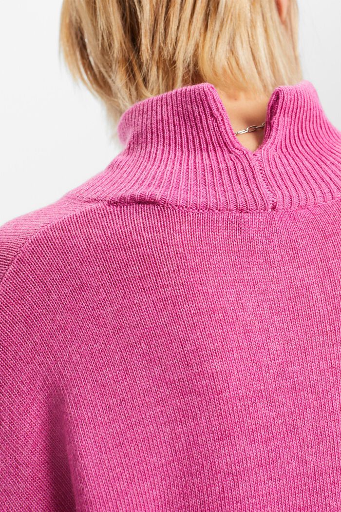 Sweater i uldmiks med høj hals, PINK FUCHSIA, detail image number 1