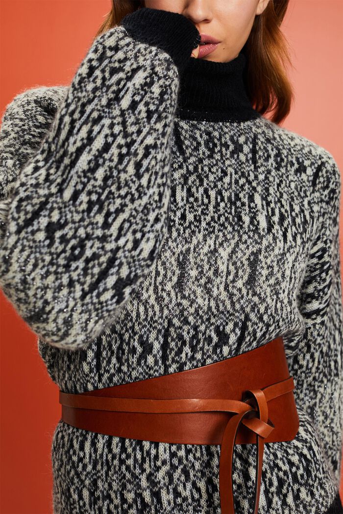 Lamé-sweater med jacquard-mønster, BLACK, detail image number 3