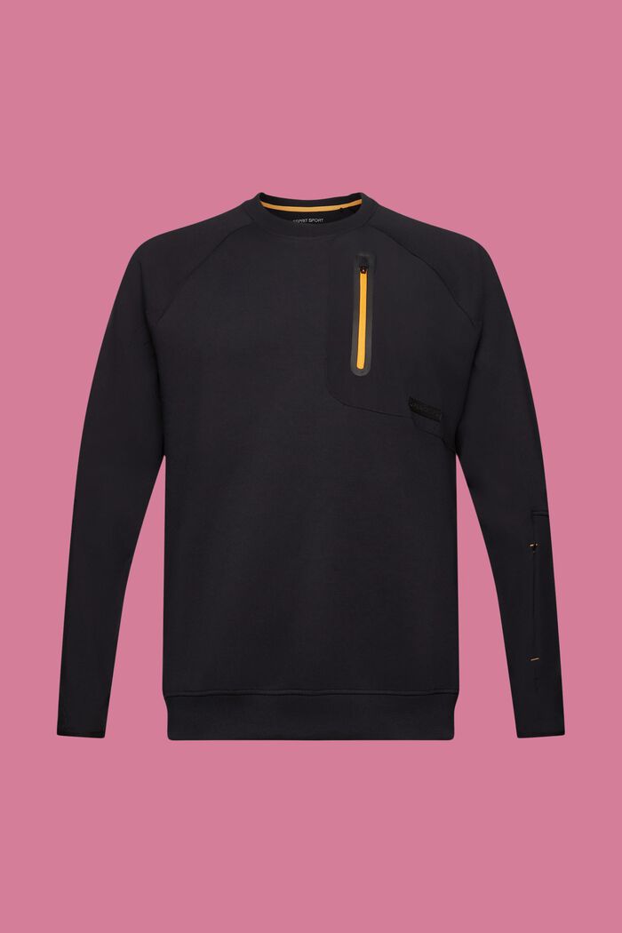 Sweatshirt med lynlåslommer, BLACK, detail image number 5