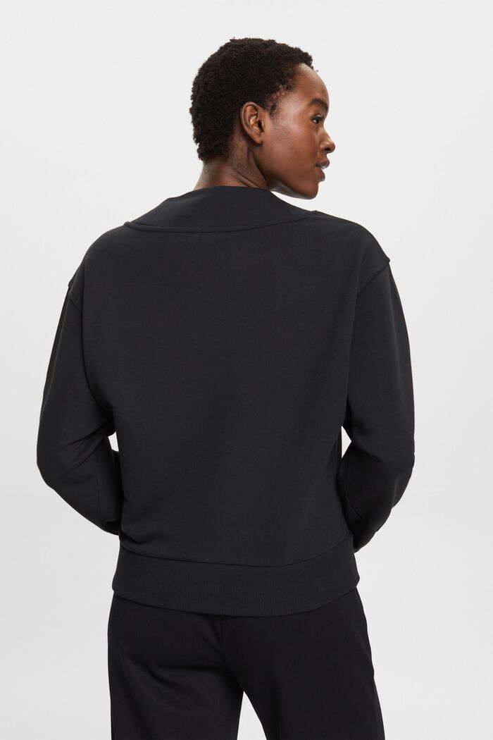 Sweatshirt med V-hals, BLACK, detail image number 3