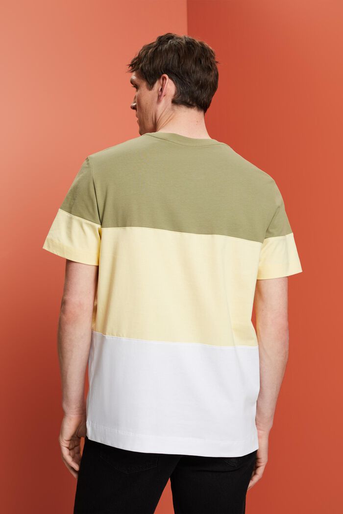 T-shirt med farveblok, 100 % bomuld, LIGHT KHAKI, detail image number 3