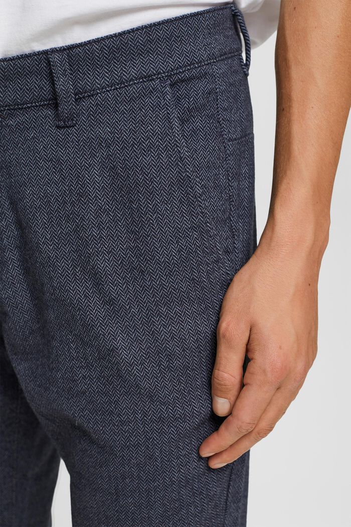 Slim fit-bukser med sildebensmønster, NAVY, detail image number 0