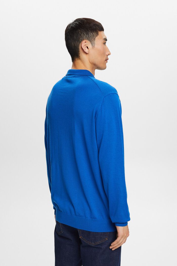 Polosweater i uld, BRIGHT BLUE, detail image number 4