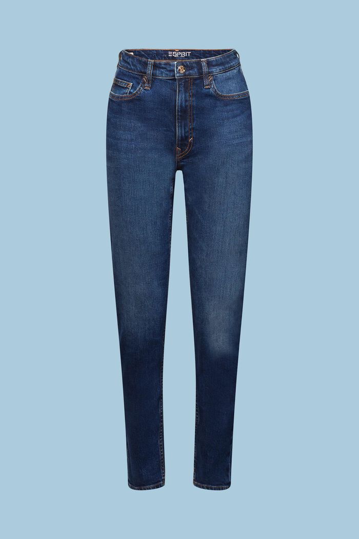 Klassiske retro-jeans med høj talje, BLUE DARK WASHED, detail image number 6